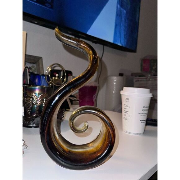 Brown black glass snake shape Murano style - Picture 13 of 13